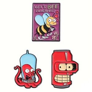 Futurama‎ Enamel Pin Set - Bender Zoidberg Let's Bee Friends Collectible Pins